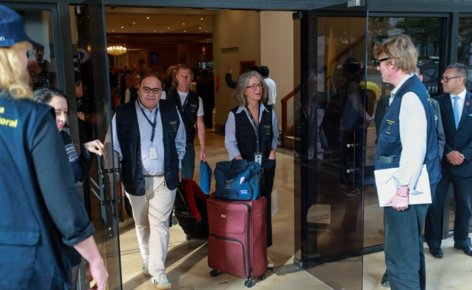 Observadores de la Unión Europea (UE) llegando a Quito.