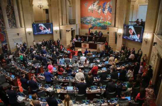 Plenaria de la Cámara de Representantes de Colombia durante el debate de la reforma a la salud, en Bogotá, el 6 de marzo de 2025.