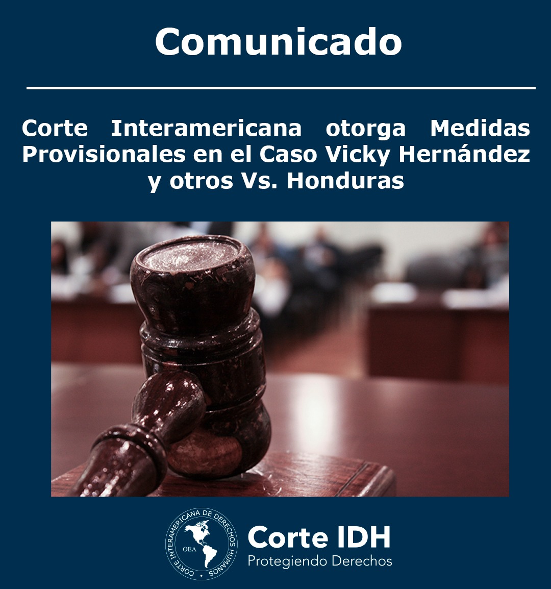 Afiche de la aprobaci&oacute;n de medidas cautelares en el caso Vicky Hern&aacute;ndez y otros Vs. Honduras